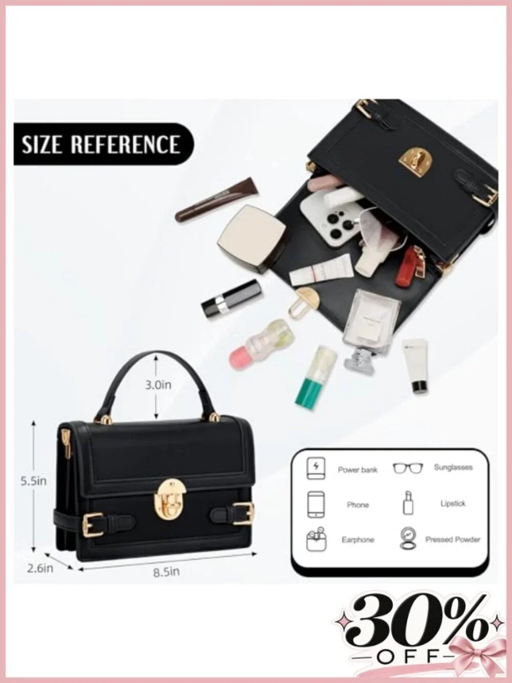 Faux Leather Crossbody Bag Convertible Clutch Travel Purse